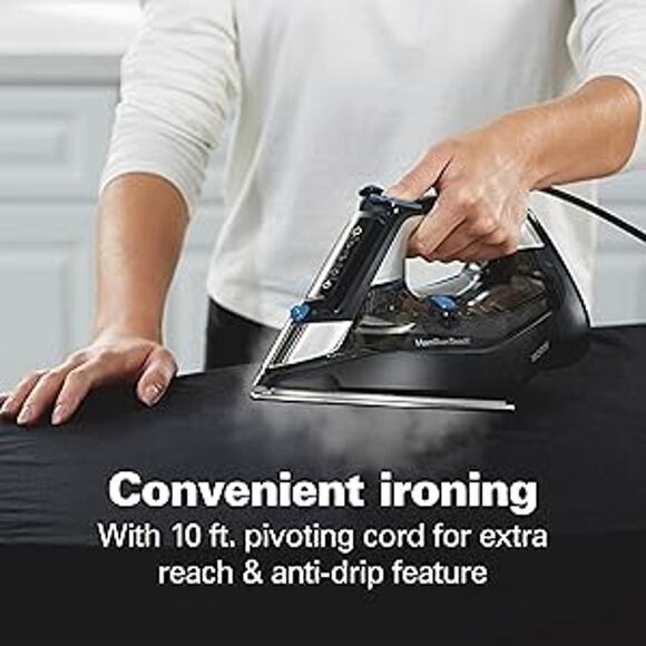 Hamilton Beach Steam Iron 1800W with FabricIQ Touchpad, Auto Shutoff, Stainless - Picture 7 of 9